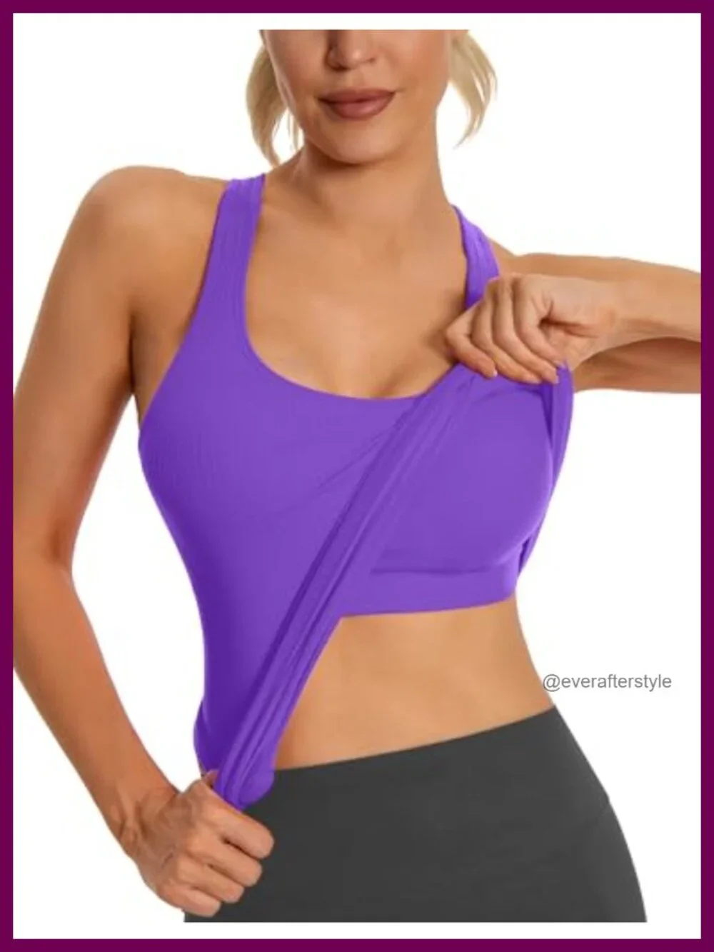 Seamless Ribbed Racerback Tank Top with Built in Removable Bra